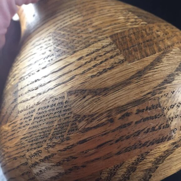 Wood Vase Oak Segmented Hand Turned Handmade 6 Inches - Picture 6 of 8